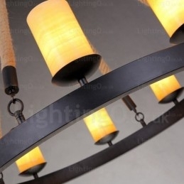 8-Lys Vintage Retro Pendellampe Med Marmorskjerm