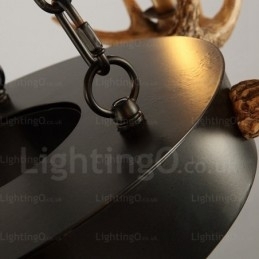 9-Lys Vintage Retro Rustikk Gevirlysekrone Anhengslampe