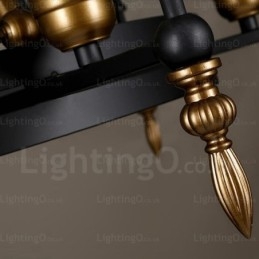 Vintage Retro Pendellampe Med 6 Lys Og Glassskjerm