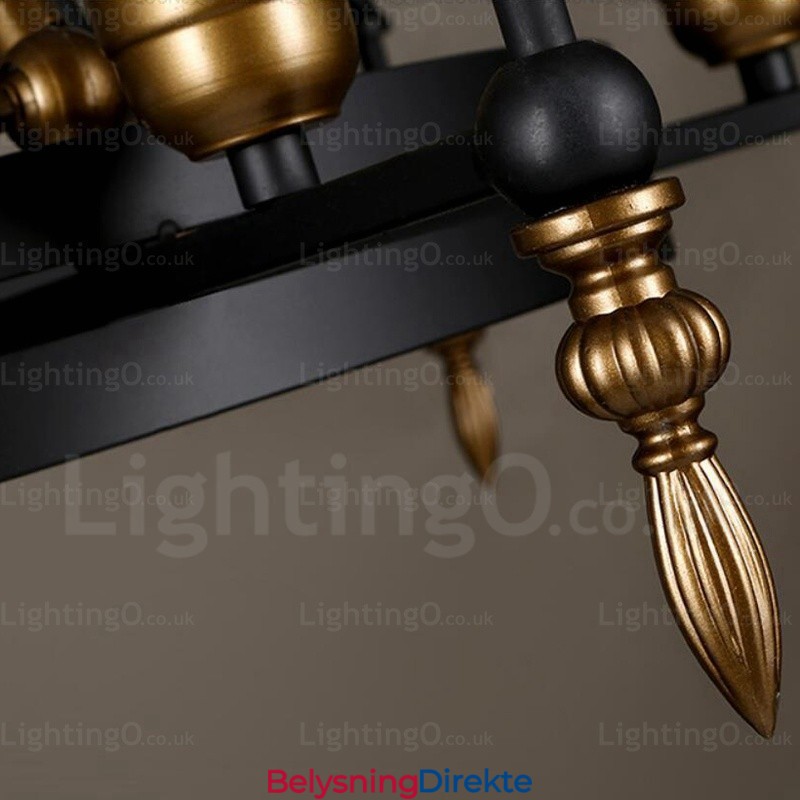 Vintage Retro Pendellampe Med 6 Lys Og Glassskjerm