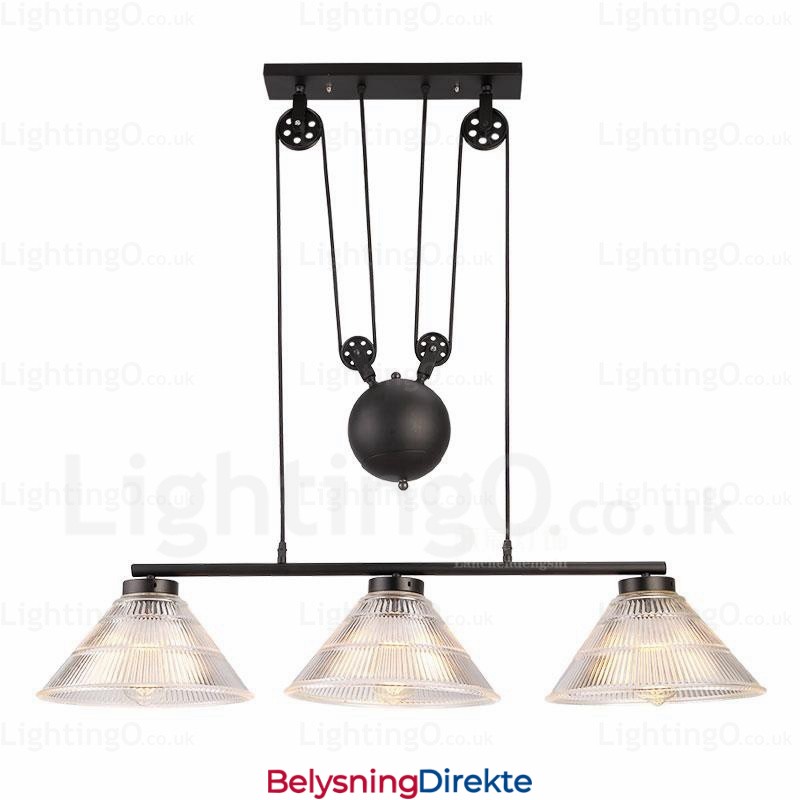 Moderne Pendellampe Med 2 Lys Og Glassskjerm