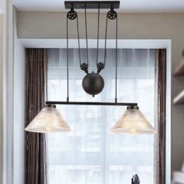 Moderne Pendellampe Med 2 Lys Og Glassskjerm