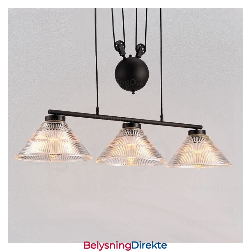 Moderne Pendellampe Med 2 Lys Og Glassskjerm