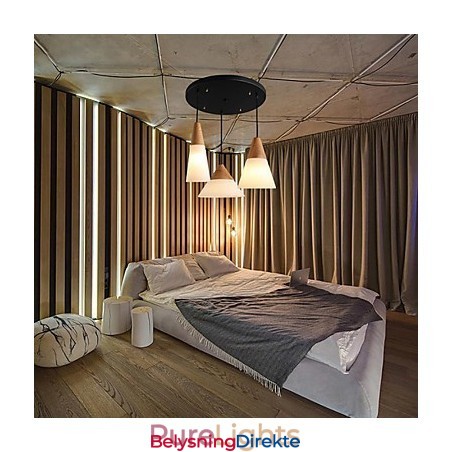 Lysekrone I Ministil, Moderne, Samtidskunst, Metall, Anhengslampe Med 3 Lys