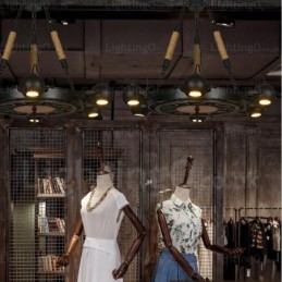 Vintage Retro Pendellampe Med 6 Lys Og Skjerm I Rustfritt Stål