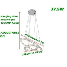 Krystall Pendellampe Belysning Moderne 2 Ringer Tre Sider K9 Krystall Innendørs Taklamper Lampearmaturer