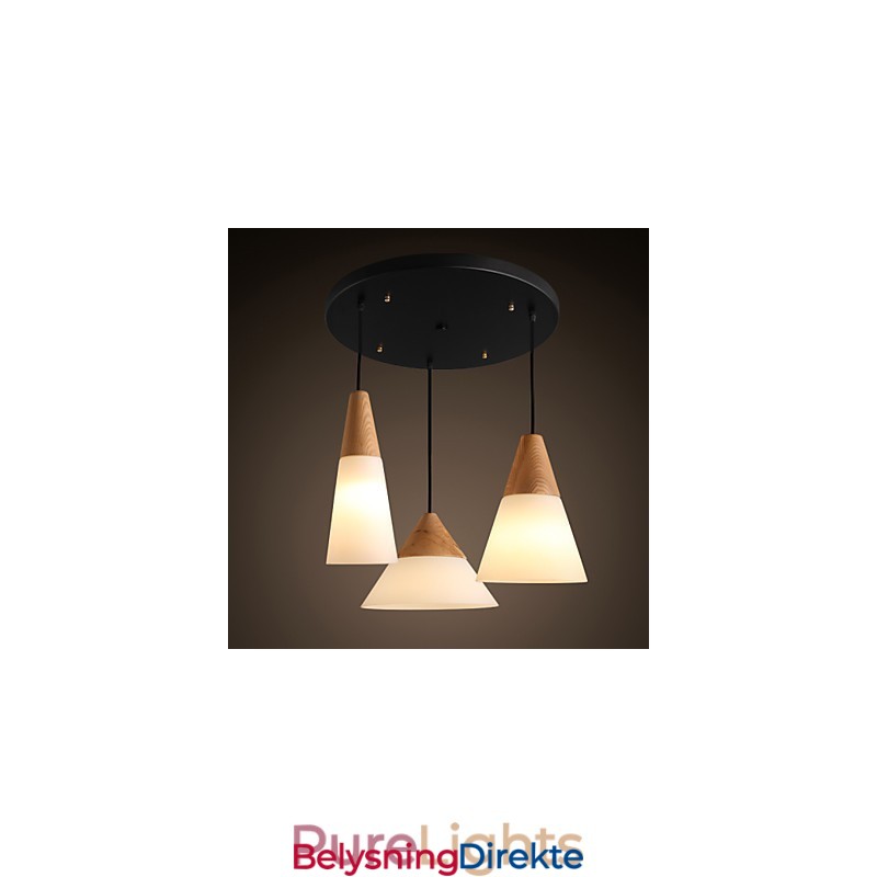 Lysekrone I Ministil, Moderne, Samtidskunst, Metall, Anhengslampe Med 3 Lys