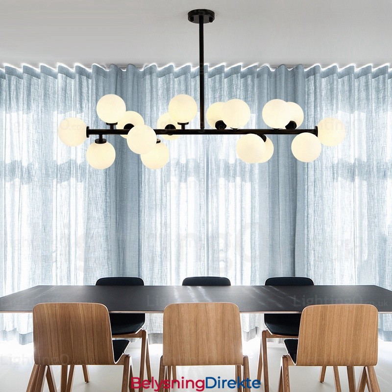 Nordisk Pendellampe Med 16 Lys Og Glassskjerm