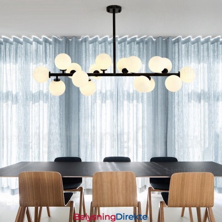 Nordisk Pendellampe Med 16 Lys Og Glassskjerm