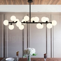 Nordisk Pendellampe Med 16 Lys Og Glassskjerm