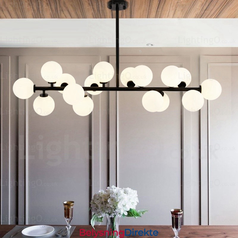 Nordisk Pendellampe Med 16 Lys Og Glassskjerm