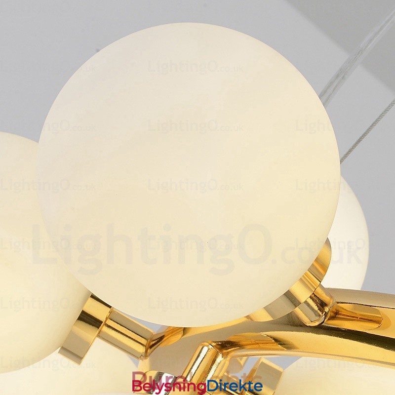 Nordisk Pendellampe Med 25 Lys Og Glassskjerm