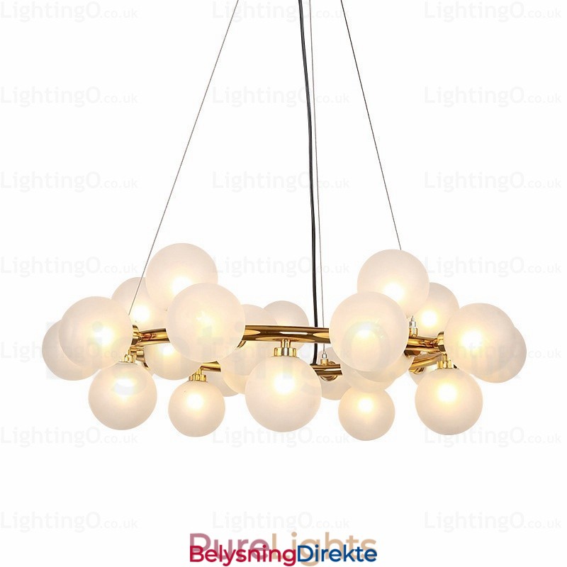 Nordisk Pendellampe Med 25 Lys Og Glassskjerm