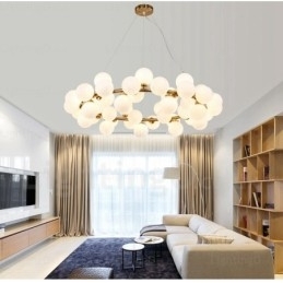 Nordisk Pendellampe Med 25 Lys Og Glassskjerm