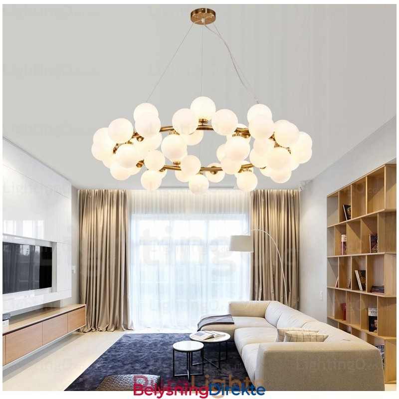 Nordisk Pendellampe Med 25 Lys Og Glassskjerm