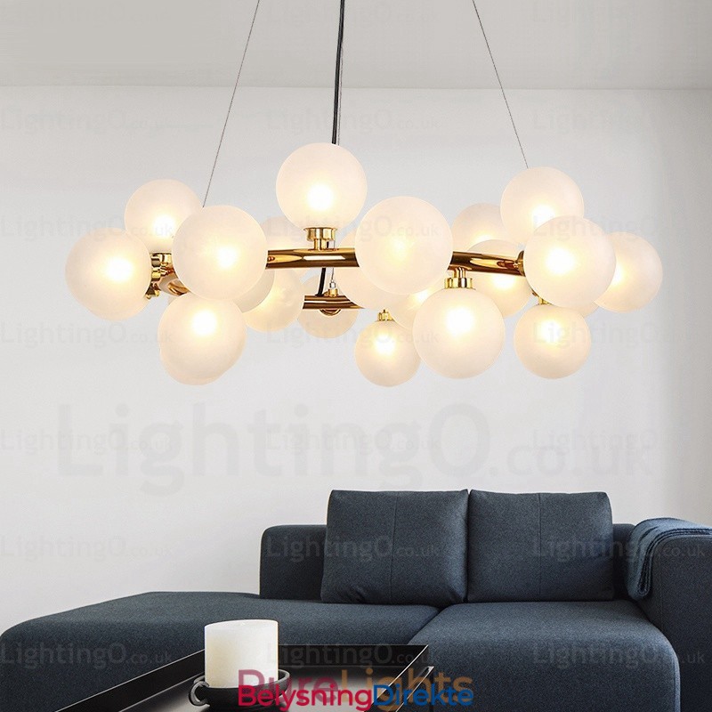 Nordisk Pendellampe Med 25 Lys Og Glassskjerm