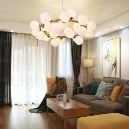 Nordisk Pendellampe Med 25 Lys Og Glassskjerm