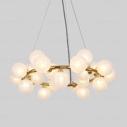 Nordisk Pendellampe Med 25 Lys Og Glassskjerm