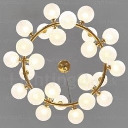 Nordisk Pendellampe Med 25 Lys Og Glassskjerm