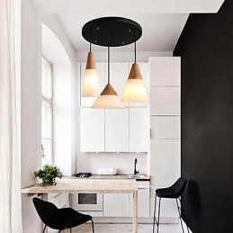 Lysekrone I Ministil, Moderne, Samtidskunst, Metall, Anhengslampe Med 3 Lys