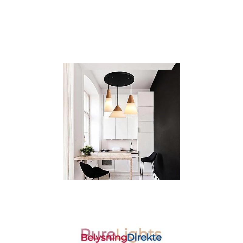 Lysekrone I Ministil, Moderne, Samtidskunst, Metall, Anhengslampe Med 3 Lys