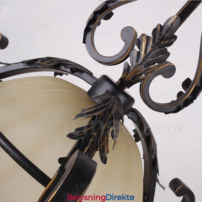 Landlig Rustik Pendellampe Med 1 Lys Og Glassskjerm