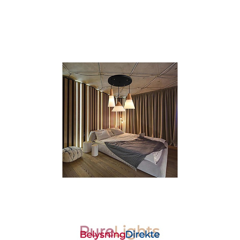 Lysekrone I Ministil, Moderne, Samtidskunst, Metall, Anhengslampe Med 3 Lys