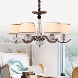 Krystalllysekrone Med 6 Lys, Motemaleri, Metall