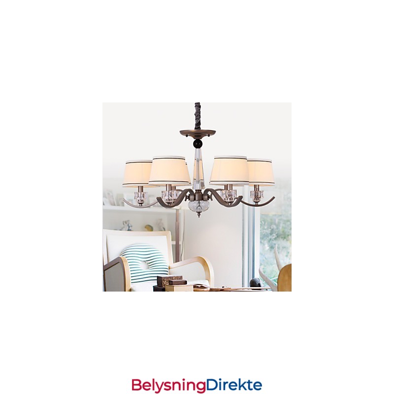 Krystalllysekrone Med 6 Lys, Motemaleri, Metall