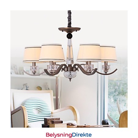 Krystalllysekrone Med 6 Lys, Motemaleri, Metall