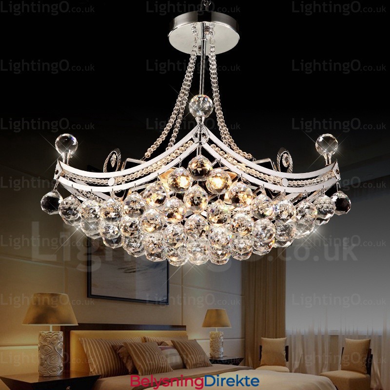 Moderne Pendellampe Med 5 Lys Og Krystallskjerm