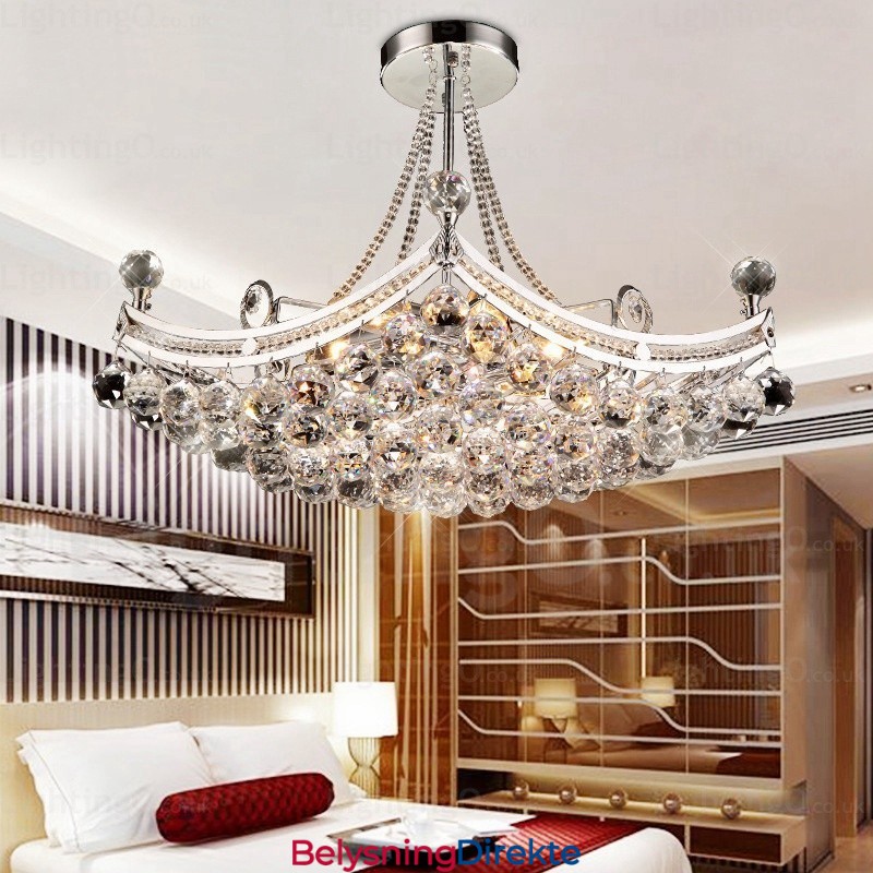 Moderne Pendellampe Med 5 Lys Og Krystallskjerm