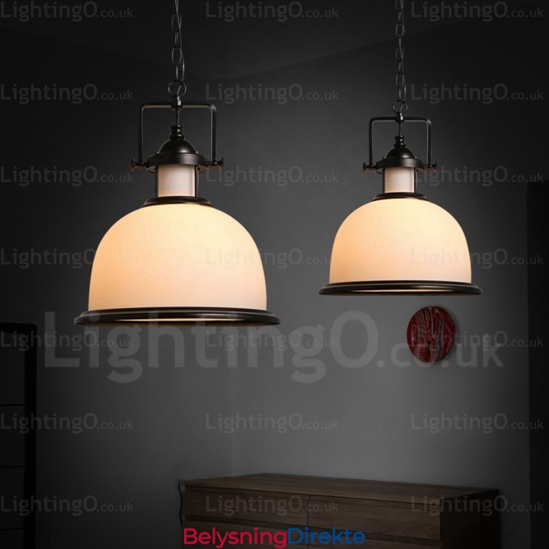 Landlig Rustik Pendellampe Med 1 Lys Og Glassskjerm