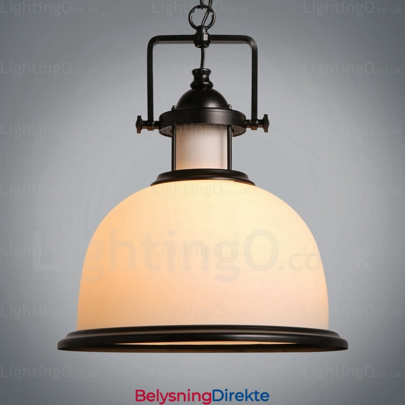 Landlig Rustik Pendellampe Med 1 Lys Og Glassskjerm