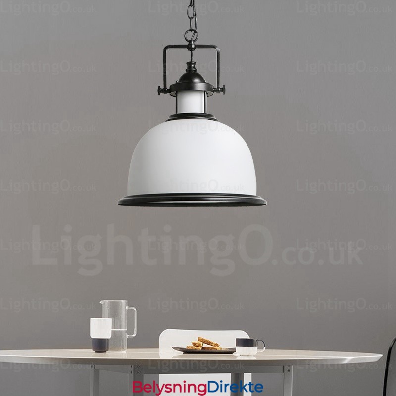 Landlig Rustik Pendellampe Med 1 Lys Og Glassskjerm