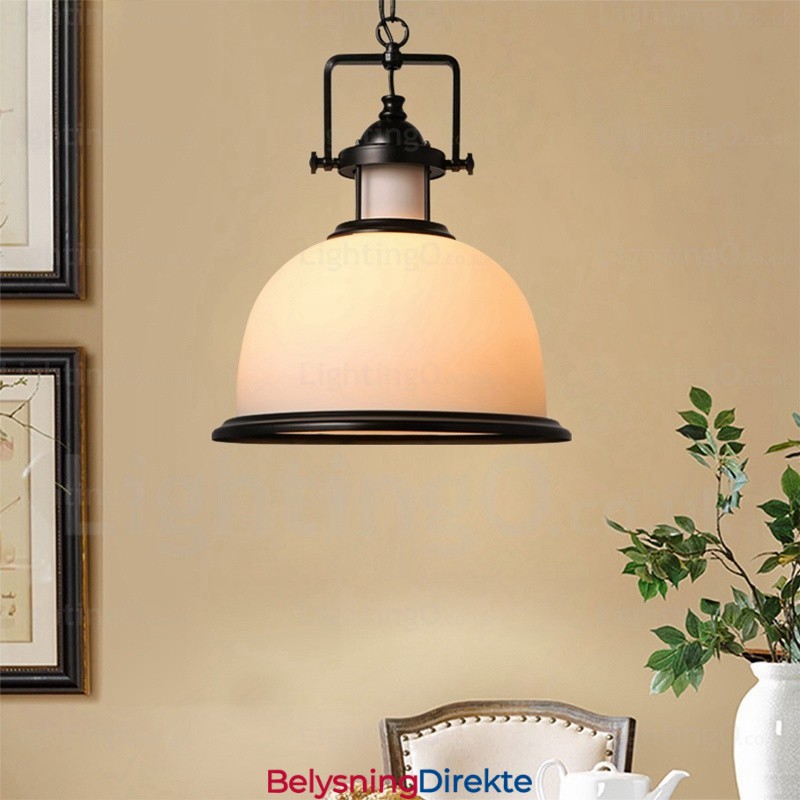 Landlig Rustik Pendellampe Med 1 Lys Og Glassskjerm