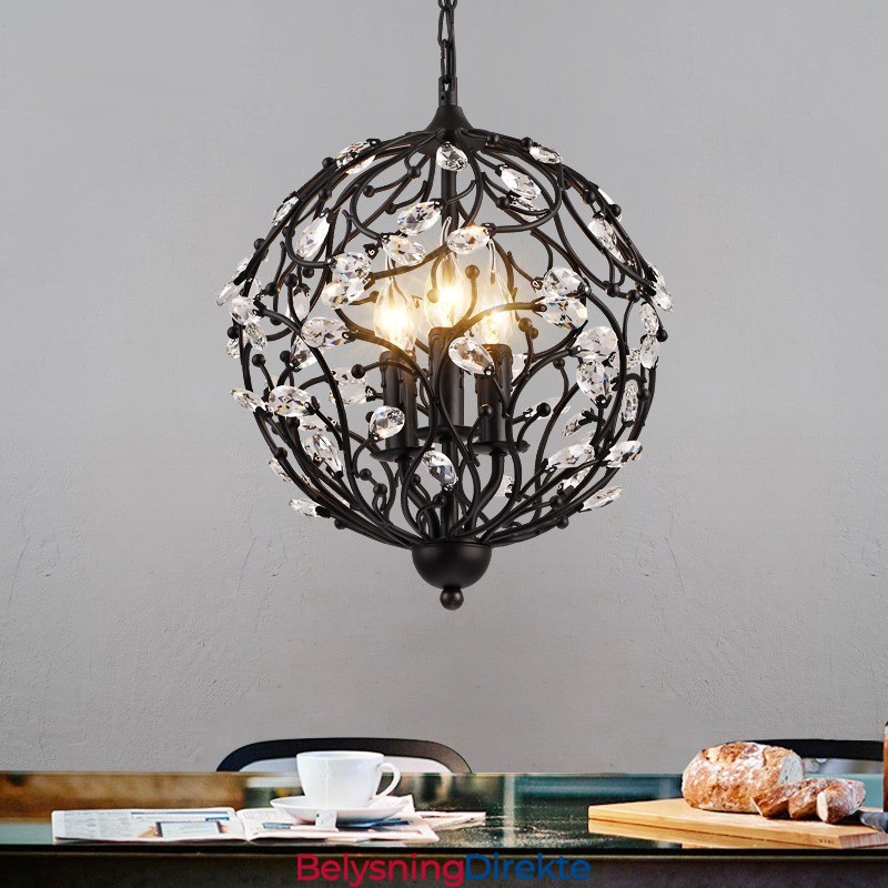 3-Lys Vintage Retro Globe Krystall Pendellampe