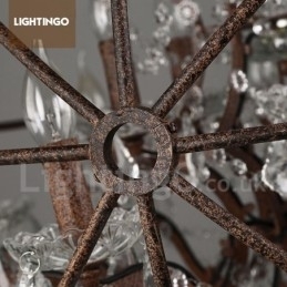 4 Lys I Diameter 40 Cm Vintage Krystallkulemaleri I Metall Med Rustfarget Anhengslampe