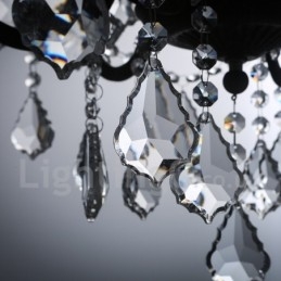 6 Lys I Diameter 60 Cm Vintage Krystallmaling Metalllysekrone Rusten Jernfarget Anhengslampe