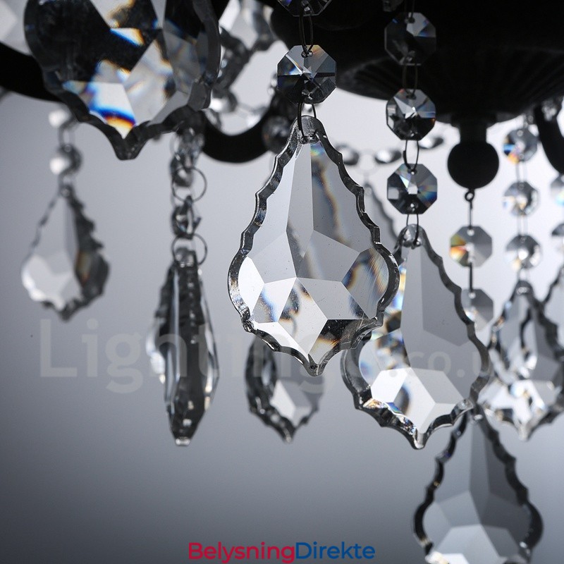 6 Lys I Diameter 60 Cm Vintage Krystallmaling Metalllysekrone Rusten Jernfarget Anhengslampe