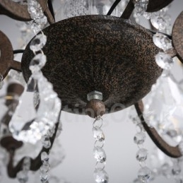 6 Lys I Diameter 60 Cm Vintage Krystallmaling Metalllysekrone Rusten Jernfarget Anhengslampe