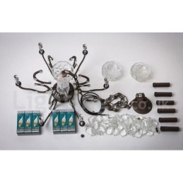 6 Lys I Diameter 60 Cm Vintage Krystallmaling Metalllysekrone Rusten Jernfarget Anhengslampe