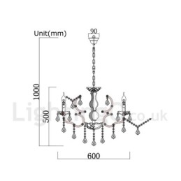 6 Lys I Diameter 60 Cm Vintage Krystallmaling Metalllysekrone Rusten Jernfarget Anhengslampe