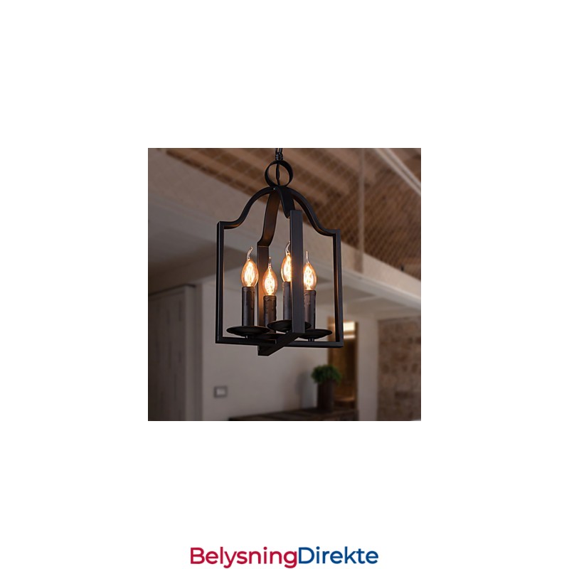 4-Lys Vintage Minimalistisk Jernmaleri Pendellampe