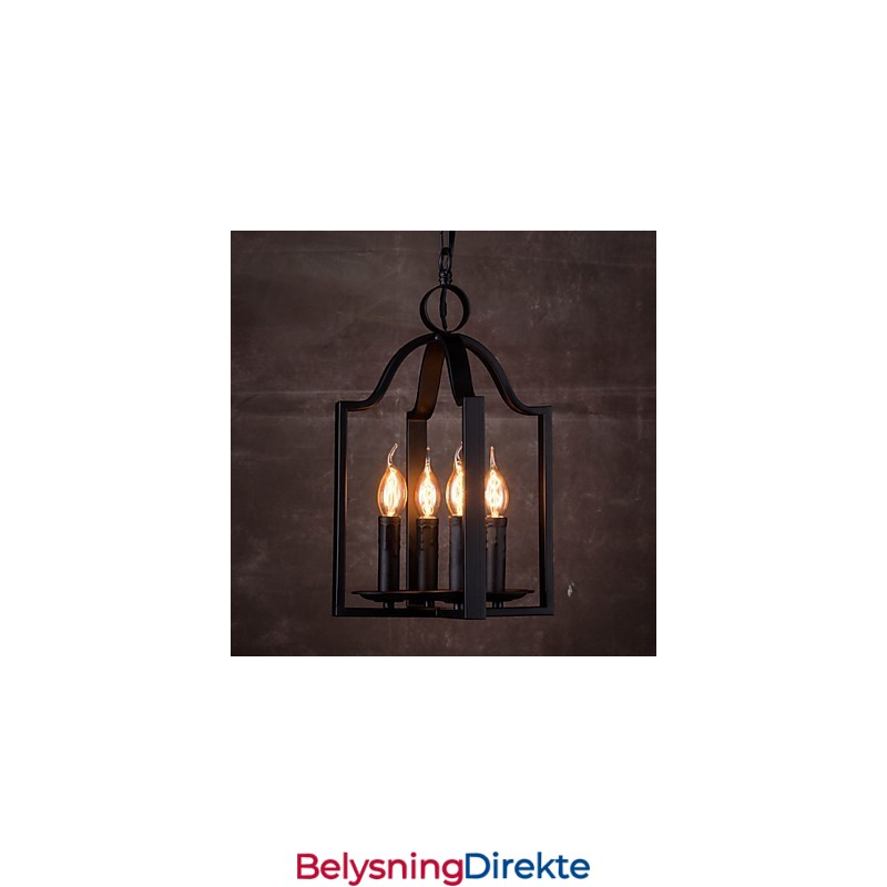 4-Lys Vintage Minimalistisk Jernmaleri Pendellampe