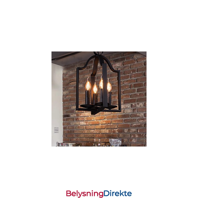 4-Lys Vintage Minimalistisk Jernmaleri Pendellampe