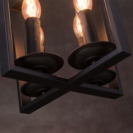 4-Lys Vintage Minimalistisk Jernmaleri Pendellampe