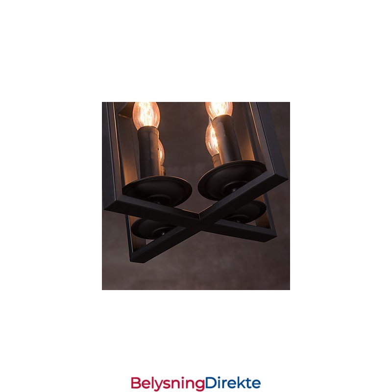 4-Lys Vintage Minimalistisk Jernmaleri Pendellampe