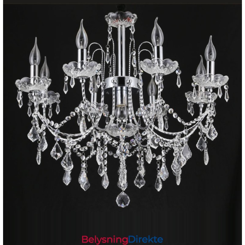 Elegant Krystalllysekrone Med 9 Lys