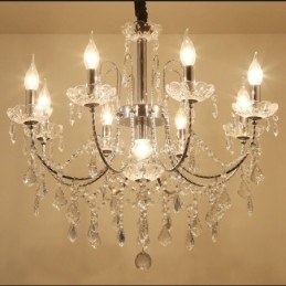 Elegant Krystalllysekrone Med 9 Lys